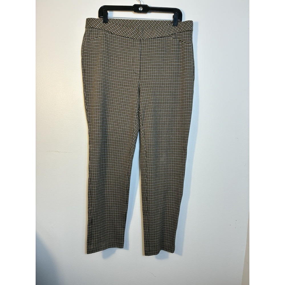 J Jill Ponte Slim Leg Pull On Pants Women's Sz XL Brown Plaid Slimming Comfort‎